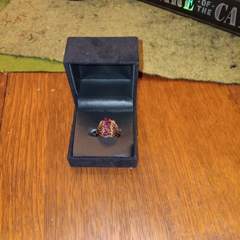 Rose Gold Over Sterling Ststement Ring With Grape Garnet
